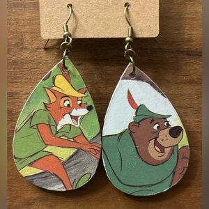 Upcycled Robin Hood Drop Earrings